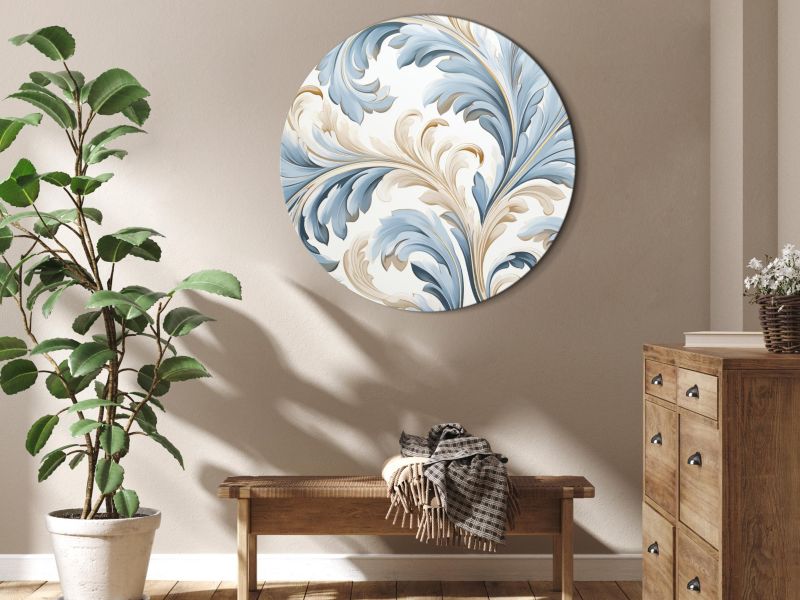 Ovalt billede Artgeist barokornamenter 80 x 80 cm italiensk lærred 1 stk