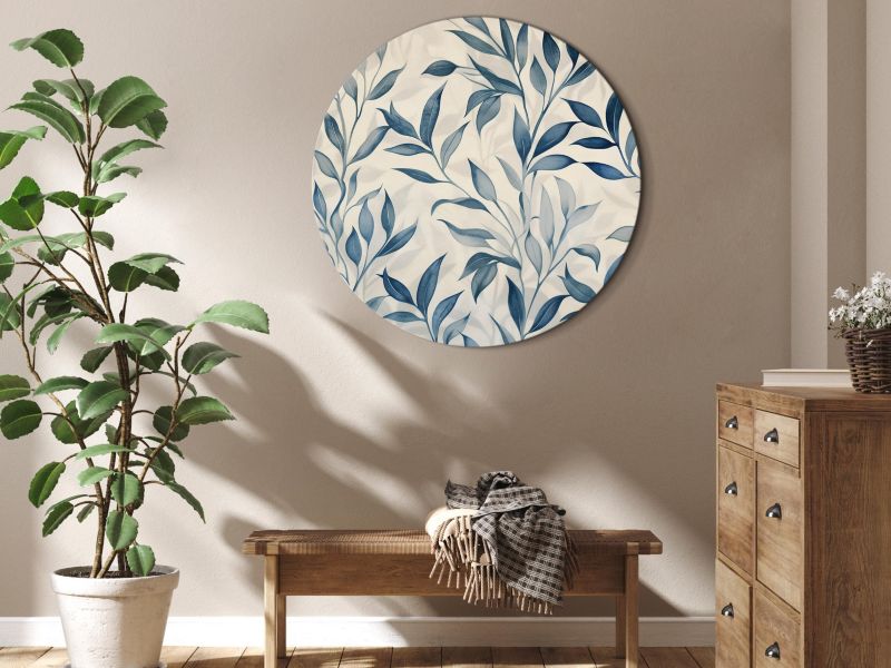 Ovalt billede Artgeist Delikat botanisk motiv 80 x 80 cm italiensk lærred 1 stk