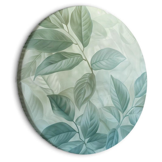 Ovalt billede Artgeist Store blade 80 x 80 cm italiensk lærred 1 stk