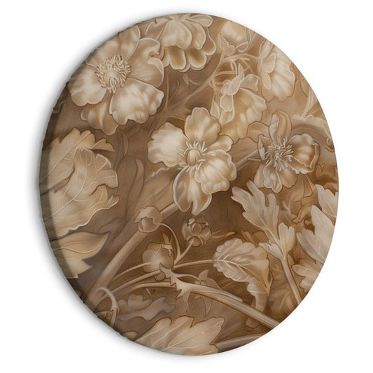Ovalt billede Artgeist Blomsterornamenter 80 x 80 cm italiensk lærred 1 stk