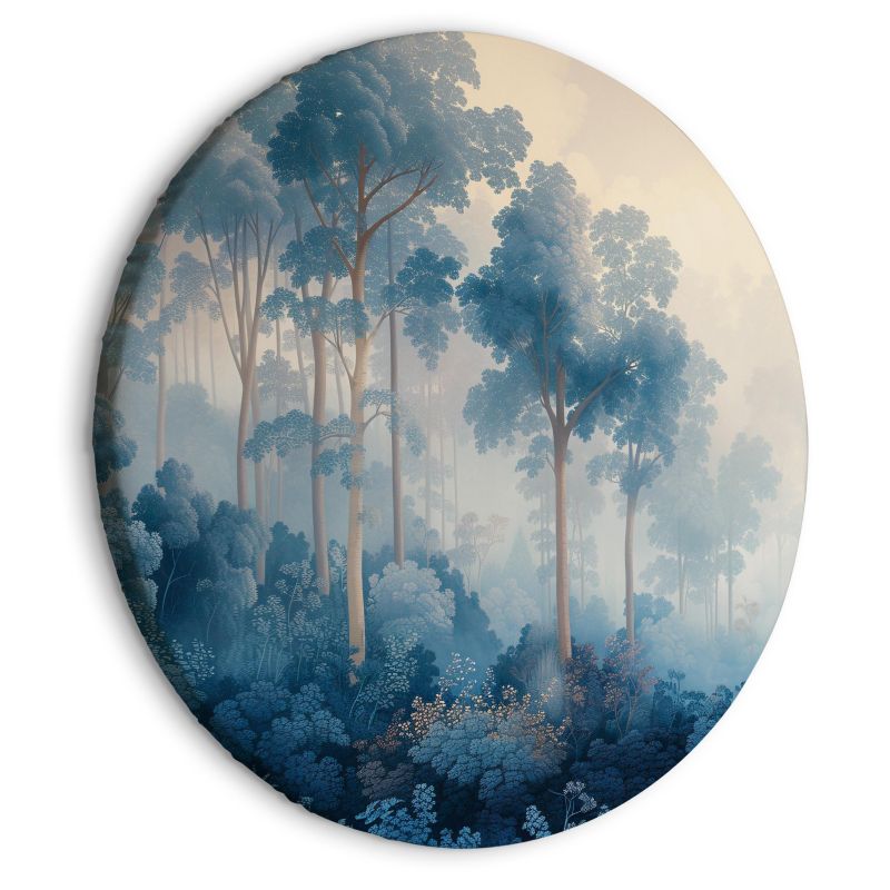 Ovalt billede Artgeist Landskab med træer 80 x 80 cm italiensk lærred 1 stk
