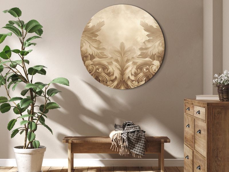 Ovalt billede Artgeist Skårne ornamenter 60 x 60 cm italiensk lærred 1 stk