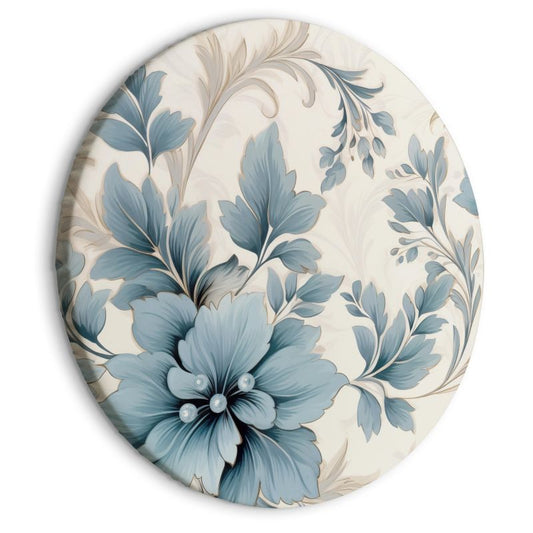 Ovalt billede Artgeist Turkise blomster 40 x 40 cm italiensk lærred 1 stk
