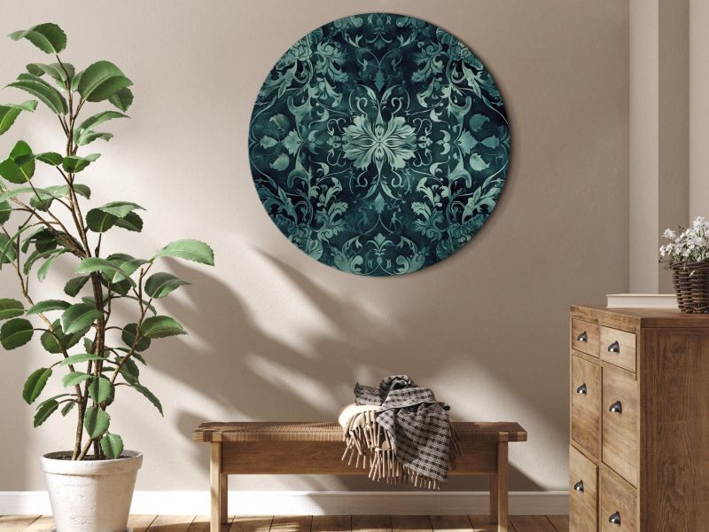 Ovalt billede Artgeist Tæppemønster 80 x 80 cm italiensk lærred 1 stk