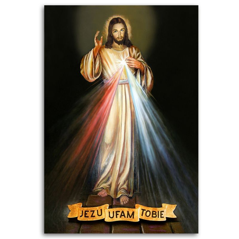 Religiøst billede til stue og soveværelse Feeby Jezu Ufam Tobie 40 x 60 cm 1 stk