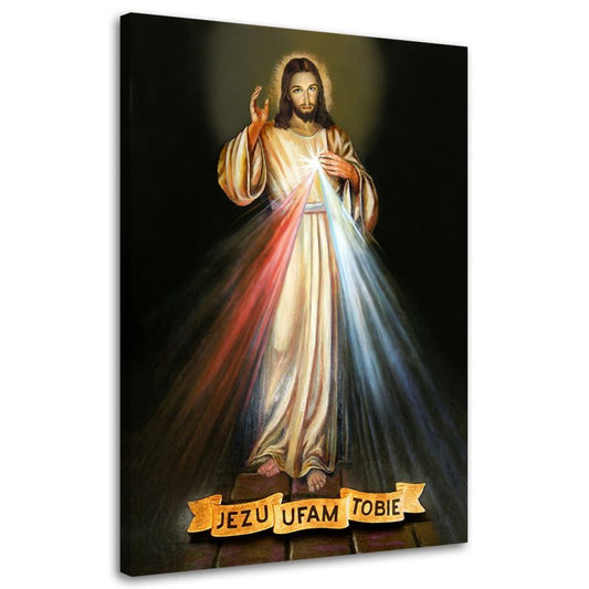Religiøst billede til stue og soveværelse Feeby Jezu Ufam Tobie 80x120 cm 1 stk