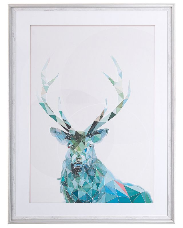 Kayes rektangulært maleri i ramme 60 x 80 cm med dyremotiv i blå nuancer, 1 stk.