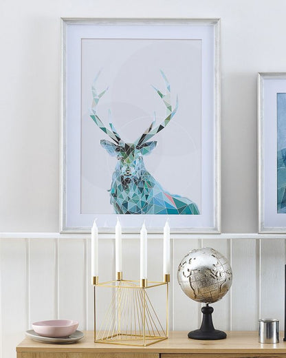 Kayes rektangulært maleri i ramme 60 x 80 cm med dyremotiv i blå nuancer, 1 stk.