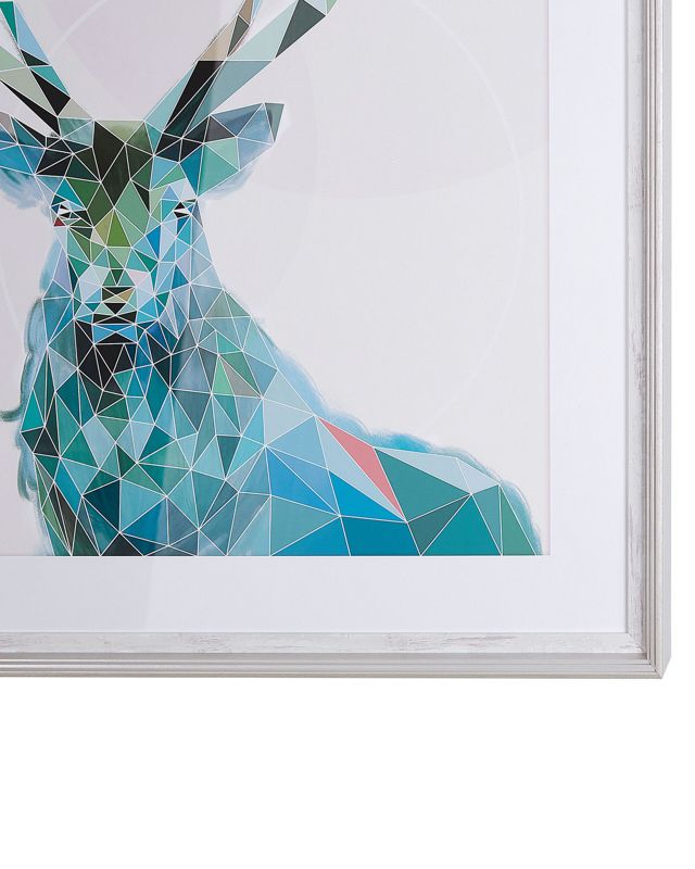 Kayes rektangulært maleri i ramme 60 x 80 cm med dyremotiv i blå nuancer, 1 stk.