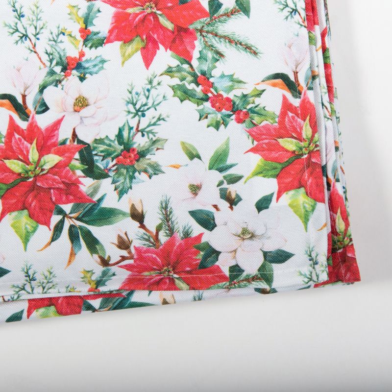 Juledug med blomster 140 x 200 cm hvid