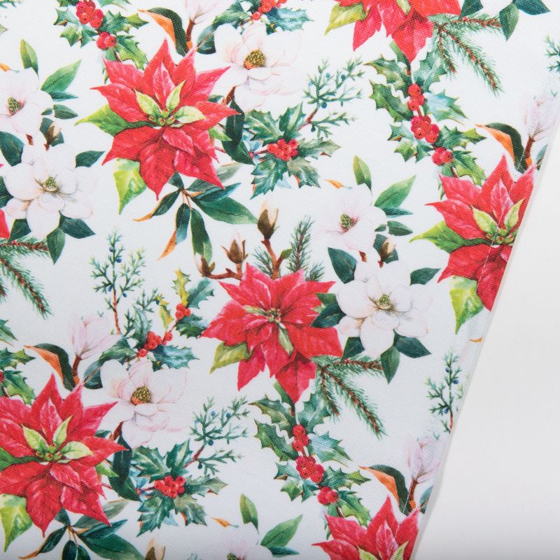 Juledug med blomster 140 x 200 cm hvid