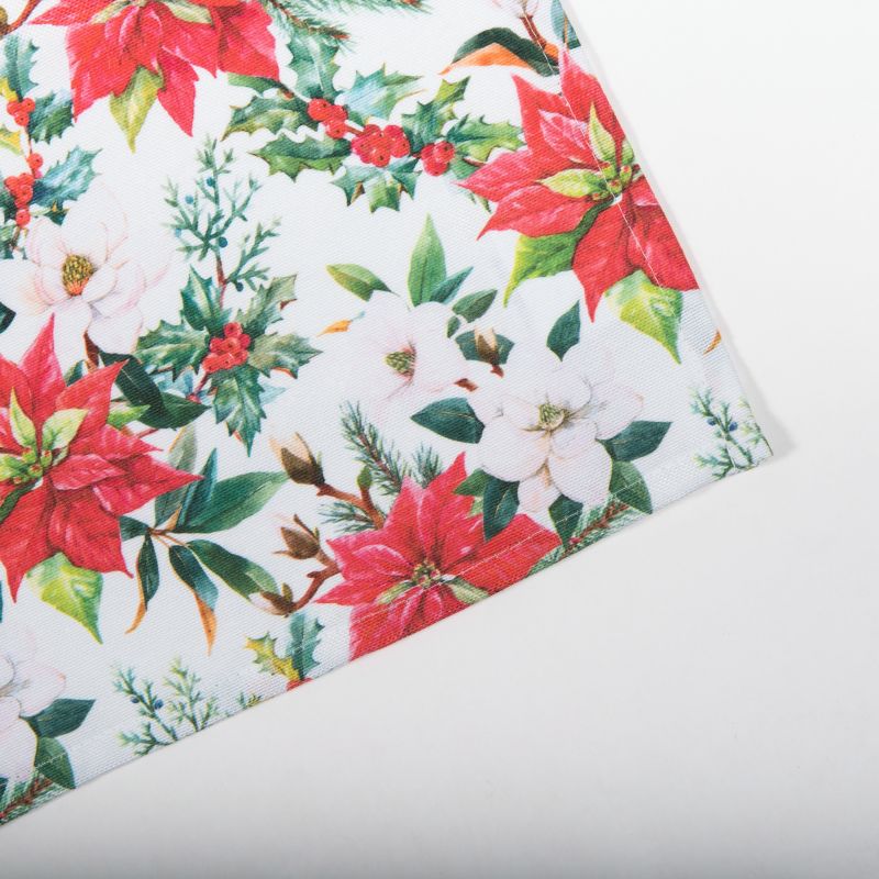Juledug med blomster 140 x 200 cm hvid