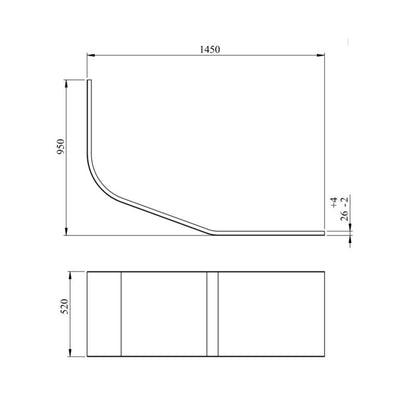 Badekarspanel Cavally 145x95 cm Hvid | 5059340340333