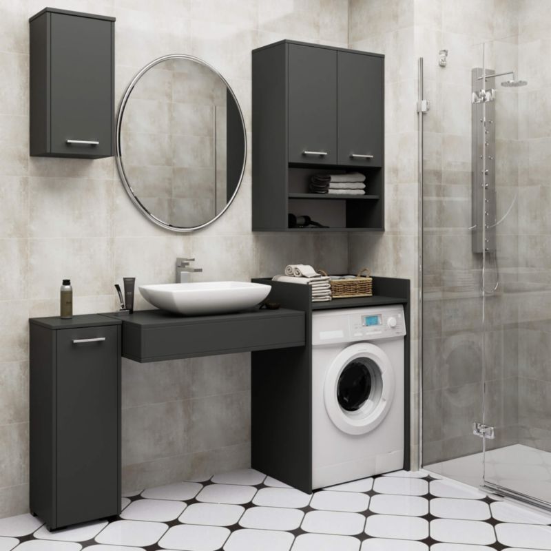Vaskemaskineopbygning FIN Grafitgrå 64 cm 1 Hylde 64x50x98 cm