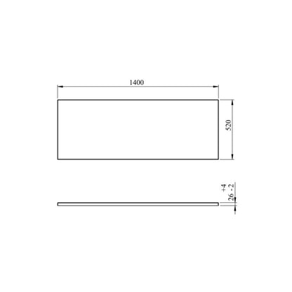 Badekarsfront 140 cm Hvid ABS