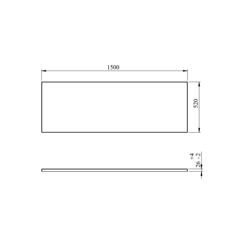 Panel Wannowy Rektangulær 150 cm Hvid ABS