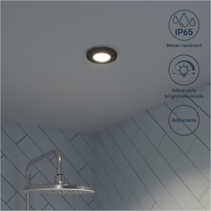 GoodHome Burnell LED-indbygningsspot 450 lm IP65 4000 K sort