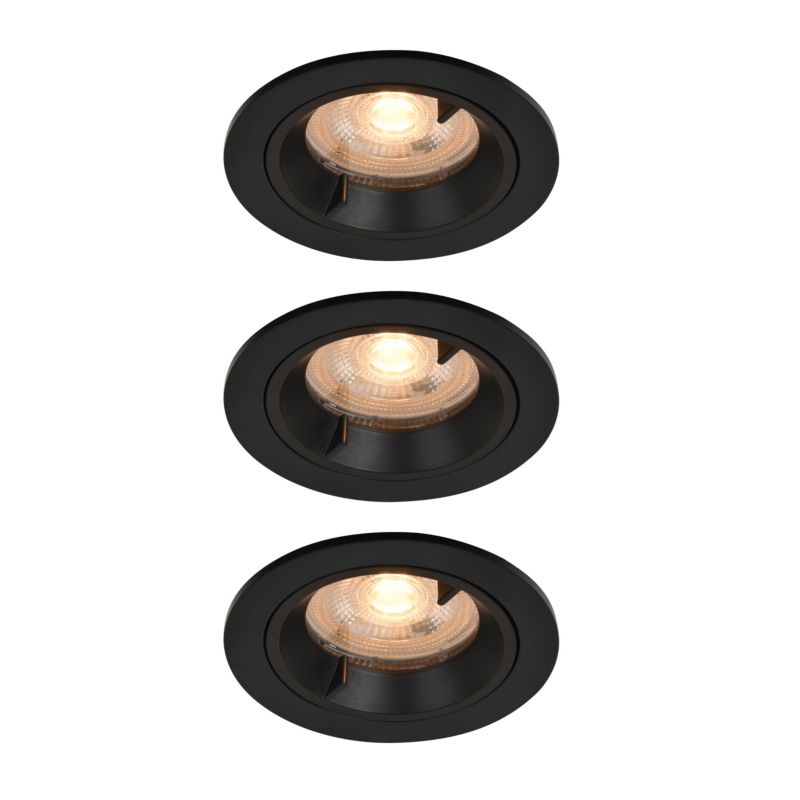 GoodHome Caius indbygningsspot 345 lm IP44 2700 K sort 3 stk.