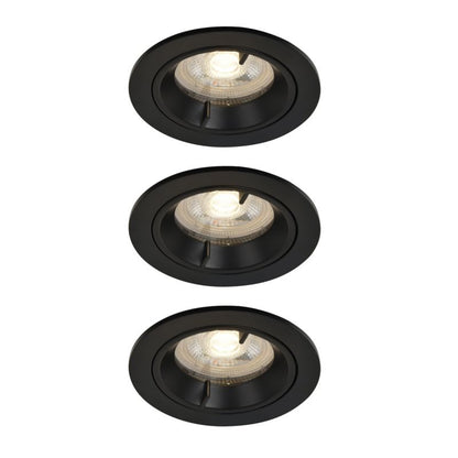 GoodHome Caius indbygningsspot 345 lm IP44 4000 K sort 3 stk.