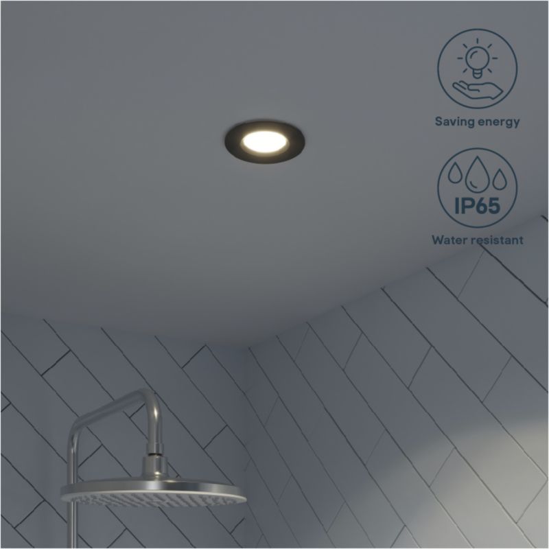 GoodHome Etana indbygningsspot 345 lm IP65 4000K mat-sort