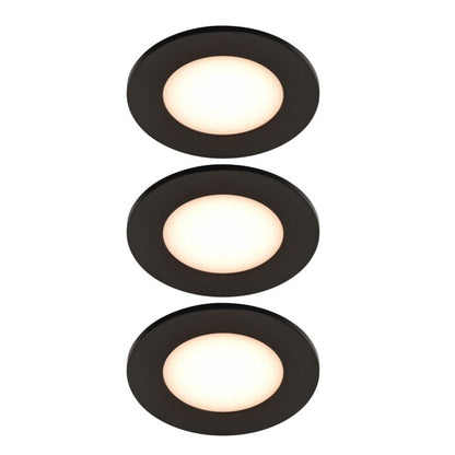 GoodHome Leavitt indbygningsspot 300 lm IP44 2700 K sort 3 stk.