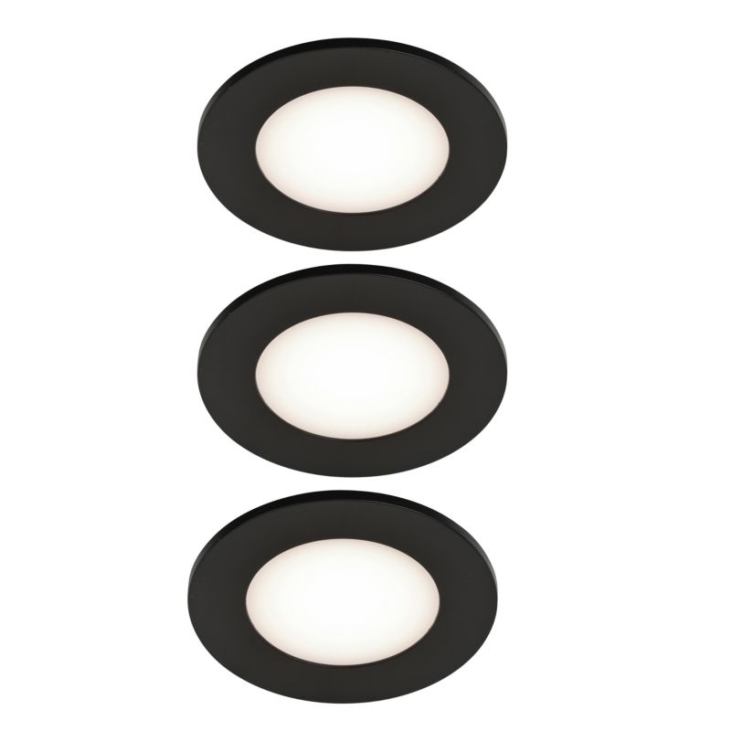 GoodHome Leavitt LED-indbygningsspot 300 lm IP44 4000 K sort, 3 stk.