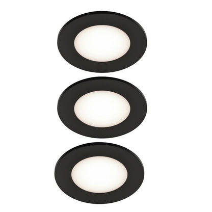 GoodHome Leavitt LED-indbygningsspot 300 lm IP44 4000 K sort, 3 stk.