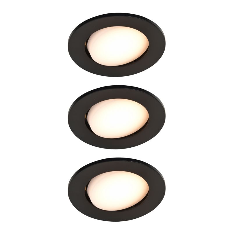 GoodHome Quimby indbygningsspot 350 lm 2700 K sort 3 stk. med dæmper