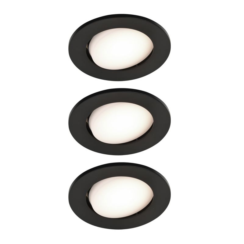 GoodHome Quimby LED-indbygningsspot 350 lm 4000 K sort 3 stk. med dæmper