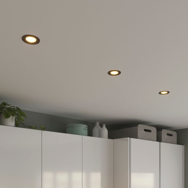 GoodHome Thorold indbygningsspot 450 lm sort, 3 stk.