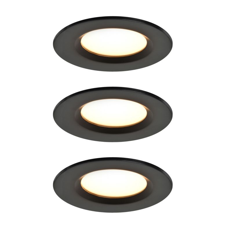 GoodHome Thorold indbygningsspot 450 lm sort, 3 stk.