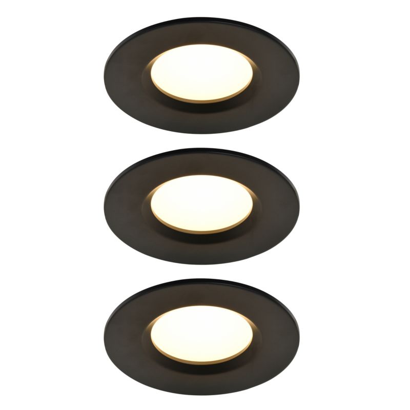 GoodHome Etana LED-indbygningsspot 345 lm 3000 K IP65 mat-sort 3 stk.