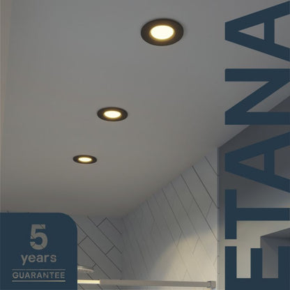 GoodHome Etana LED-indbygningsspot 345 lm 3000 K IP65 mat-sort 3 stk.