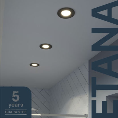 GoodHome Etana LED-indbygningsspot 345 lm 4000 K IP65 sort 3 stk.