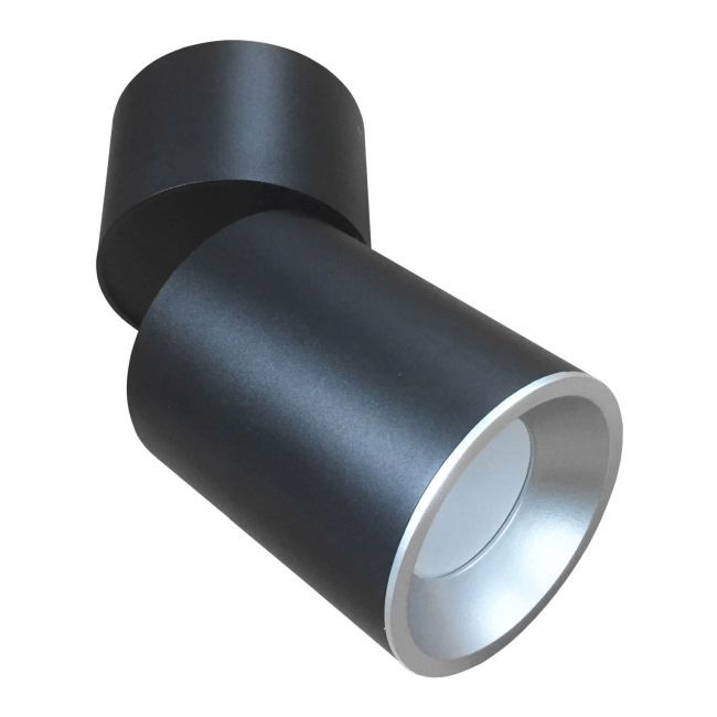 Polux Astra GU10 overflademonteret justerbar spot i sort-sølv