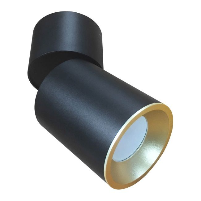 Polux Astra GU10 sort-guld overflademonteret bevægeligt spotlight