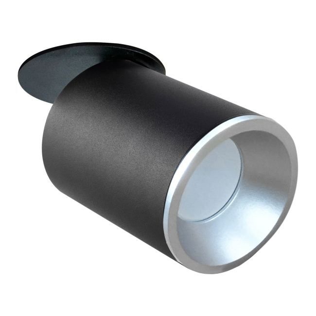 Indbygningsbar bevægelig loftspot Polux Pallas GU10 i mat-sort og sølv