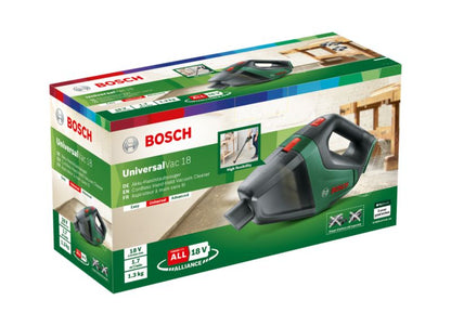 Bosch UniversalVac 18 V håndstøvsuger med tilbehør uden batteri