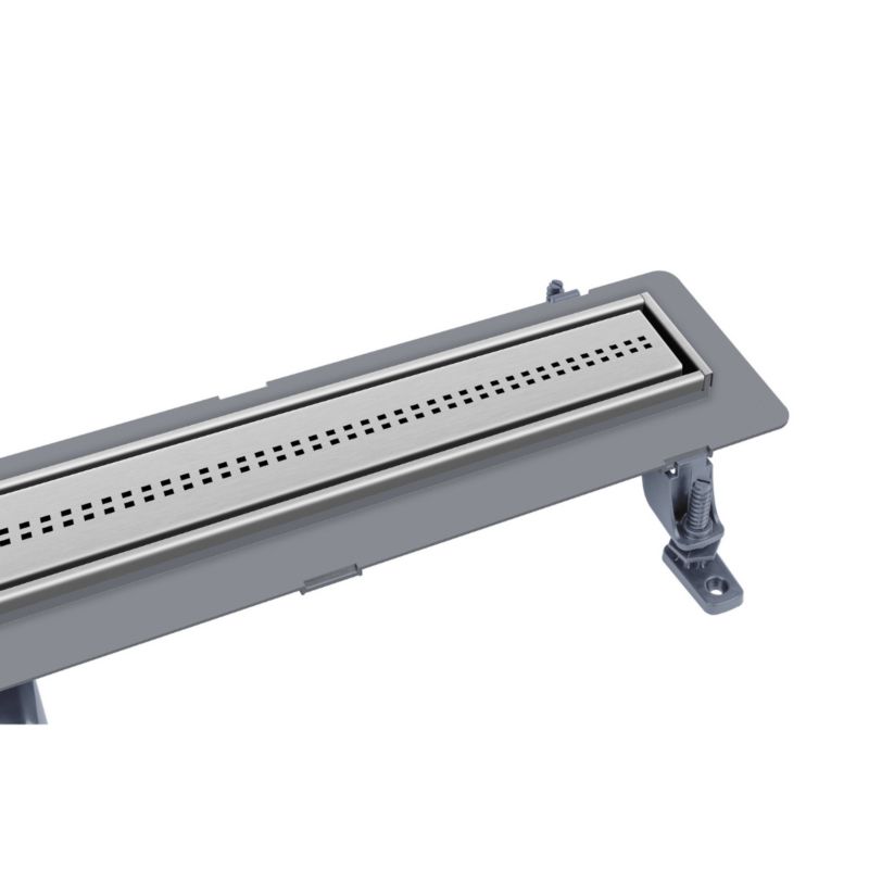 Vogi ABS Premium lineært afløb med Cube kvadratrist til flisebelægning 90 cm grå, 1 stk.
