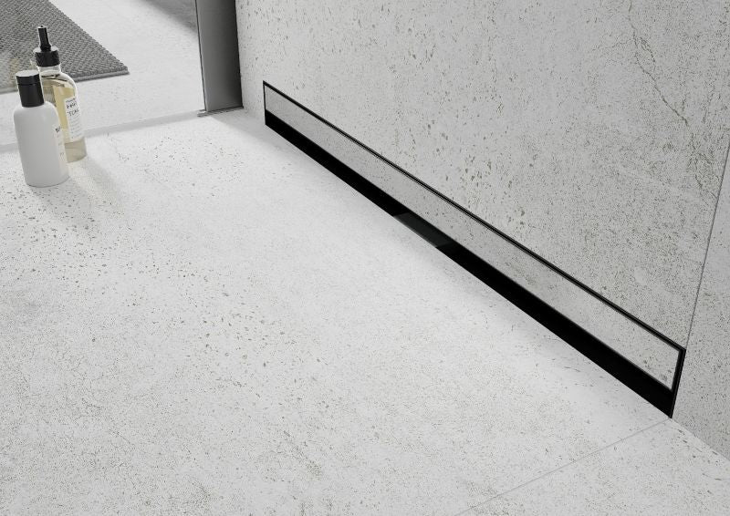 Mexen Flat Wall sort vægmonteret lineært afløb 110 cm 1 stk