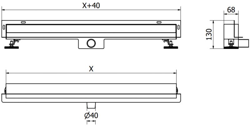 Væglinet afløb Mexen Flat i guld 60 cm 1 stk