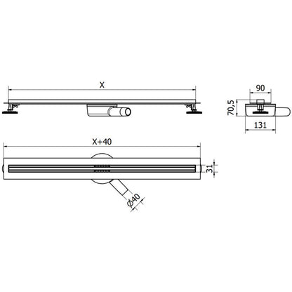 Mexen Flat inox 100 cm roterbart lineært afløb, 1 stk.