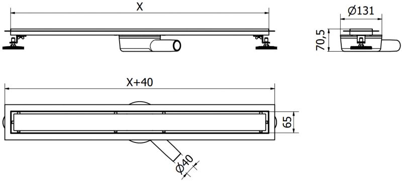 Mexen Flat 360 M01 lineært afløb inox 70 cm 1 stk