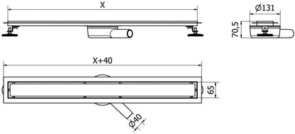 Mexen Flat 360 M09 lineært afløb i rustfrit stål 70 cm, 1 stk.