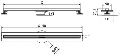 Mexen Flat 360 Slim lineært afløb sort 110 cm 1 stk