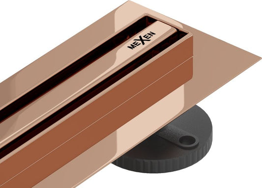 Mexen Flat 360 Slim lineært afløb i rosa guld 70 cm 1 stk
