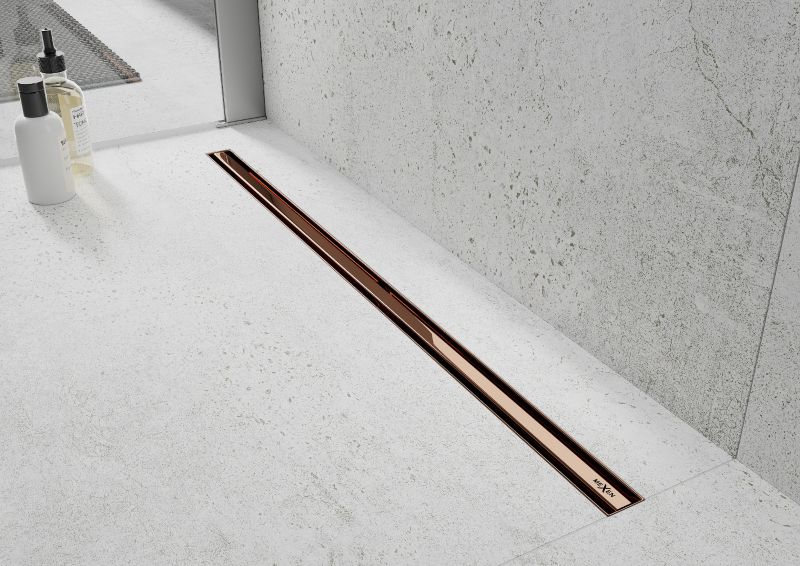 Mexen Flat 360 Slim lineært afløb i rosa guld 70 cm 1 stk
