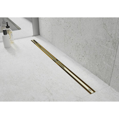 Mexen Flat 360 slim gulvafløb 120 cm i guldfinish, 1 stk.
