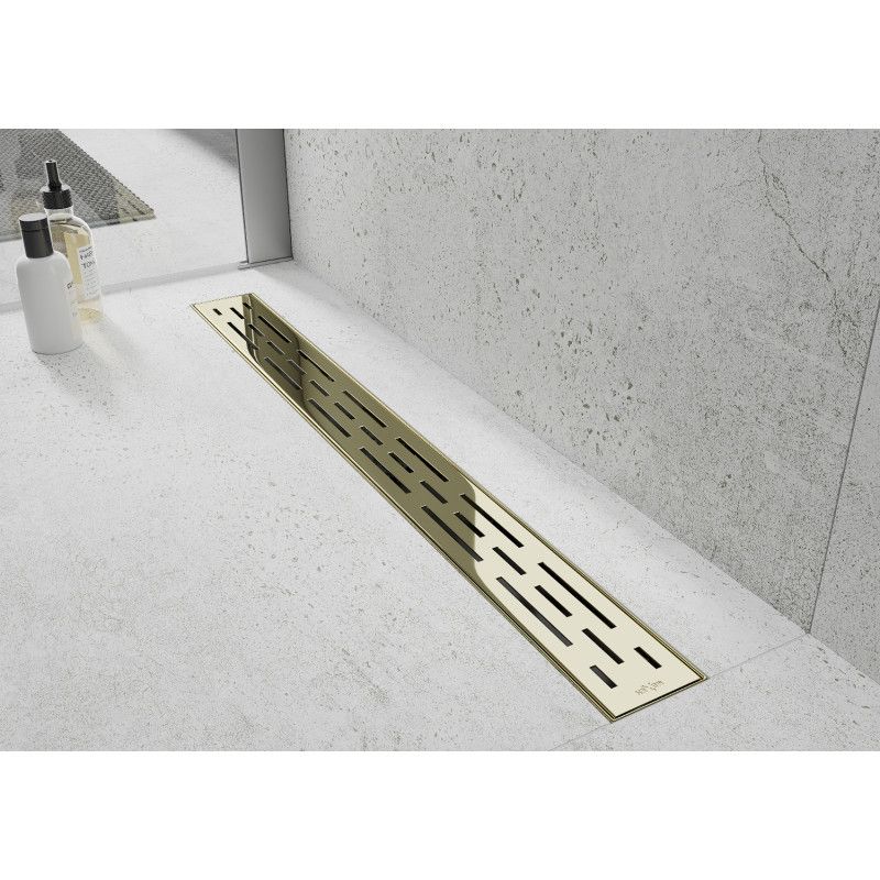 Mexen Flat 360 lineært gulvafløb, 70 cm, guld, 1 stk.