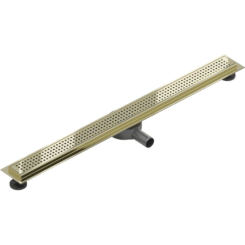 Mexen Flat 360° lineært gulvafløb i guld, 90 cm, komplet sæt
